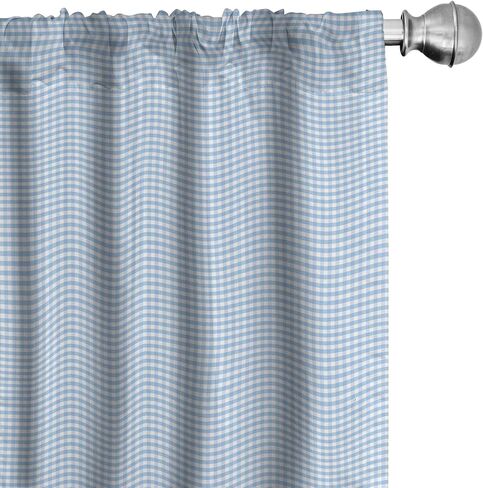Ambesonne Checkered Curtains, Little Squares and Stripes Pastel Color Gingham Repeating Rows Vintage Tile, Window Treatments 2 Panel Set for Living Room Bedroom, Pair of - 28" x 95", Light Blue in Saudi Arabia