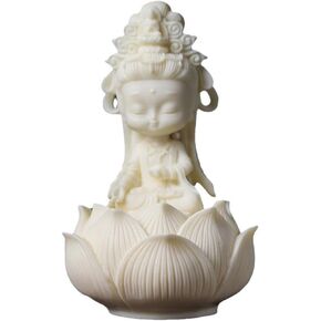 Kingzhuo Cute Beautiful Quan Yin Statue Beautiful Cartoon Kuan Yin Statue Small Guan Yin Statue Goddess of Mercy Guan Jin Meditation Buddha Statue Home Decor Feng Shui Gift (White)