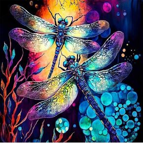 Stalente Diamond Painting Kits for Adults Dragonfly, 5D DIY Diamond Art Kits for Beginners Round Full Drill Diamond Painting for Home Wall Decoration Gift 12×12inch, Flower