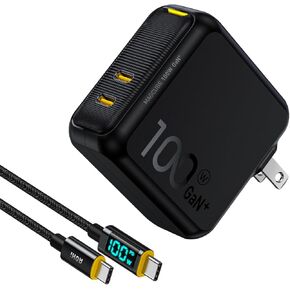 AOHI Magcube 140W USB C Charger PD3.1 3-Port GaN+ Laptop Wall Charger 100W Fast Charging Power Adapter Foldable Plug for MacBook Pro 16'', Dell XPS, iPad Pro, Galaxy, iPhone 15 Pro, Chromebook