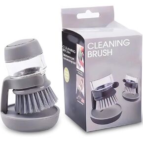 Dish Brush with Soap Dispenser Kitchen Scrub Brush for Cleaning Brush Dish Scrubber Brush - Palm Brush Upgraded, Storage Bracket, Drainage Base - Kitchen Brush with Holder for Pot Pan Sink Cleaning