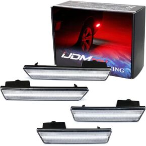 iJDMTOY (4 مصابيح LED للعدسات المدخنة متوافقة مع دودج تشالنجر 2008-2014، تتضمن (2) مصباح LED كهرماني أمامي و(2) مصباح LED أحمر خلفي