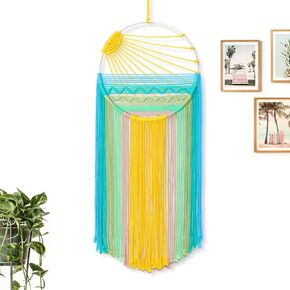 MEIVINES Macrame Wall Hanging, 11.8x27.6 Inches Boho Wall Decor, Sun Tapestry Wall Art Dream Catchers, Woven Hanging Tapestry Tassels Handmade Colorful Tapestry for Bedroom Living Room Nursery Apartment