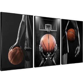 3 Pcs Basketball Canvas Wall Art Pictures Cool Teen Boy Sport Poster Prints Man Artwork Wall Decor for Boys Room Bedroom Dormitory Office 12X16 Inch UNframed