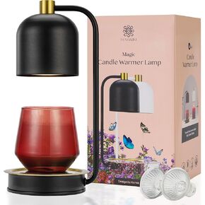 Magic Candle Warmer Lamp Black White with Timer and Dimmer, Auto Shut Off, Melting Wax, Modern Light, Top Dimmable Electric Heater (White)