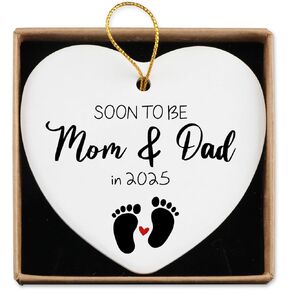 Expecting Parents to Be Unique Gifts We're Expecting Coming 2025 Ceramic Ornament Keepsake Sign Heart Plaque Baby Announcement Gifts Coming Soon Baby Announcement Christmas Ornament in Kuwait
