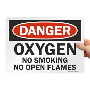 SmartSign "Danger - Oxygen, No Smoking No Open Flames" Sign | 10" x 14" Aluminum