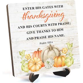 Fall Kitchen Desk Sign, Recipe For Fall Wooden Plaque Sign With Stand, Thanksgiving Gifts for Women Friends, Autumn Sign Desk Decor for Farmhouse Home Kitchen Table Shelf (5x5 IN)-14