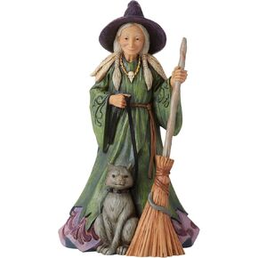 Enesco Jim Shore Witch with Cat and Broom Figurine, 8.66 Inches