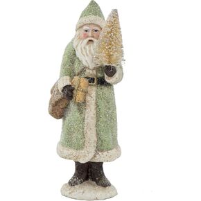 RAZ Imports Glittered Resin Santa Figure (Green)