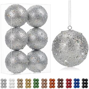 4" Large Christmas Balls Ornaments 6 Pcs Shatterproof Big Orange Christmas Ornaments for Christmas Tree Bulk Glitter Big Christmas Tree Ornaments for Xmas Halloween Holiday Wedding Party Decoration