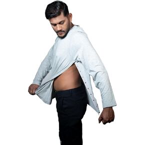 USBD Post Surgery Recovery Snap Open Tearaway Full-Sleeve T-Shirt | Quick Access for Post-Op Care | Premium Cotton Blend