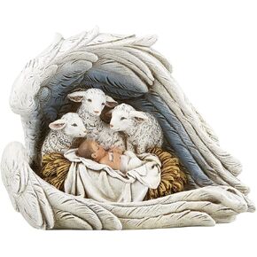 Kneeling Adoring Santa Claus Holding Infant Christ 7" Christmas Statue Figure Home Decoration