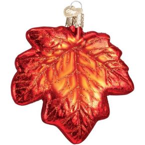 Old World Christmas Red Maple Leaf Glass Blown Ornament for Christmas Tree