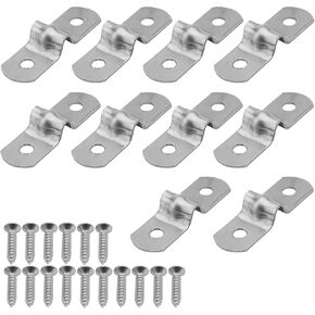 MroMax 20Pcs Rigid Pipe Strap 0.2" Tension Tube Clip Clamp 6.8 Grade 304 Stainless Steel Rigid Pipe Straps with 2 Holes Tube U Bracket Clamp Hanger 5mm Pipe Clamp Silver Tone