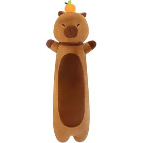 Long Capybara Plush Pillow with Orange, 28" Long Capybara Plush Stuffed Animal, Cute Soft Plush Capybara Plushie Stuffed Toys Gift for Boys Girls