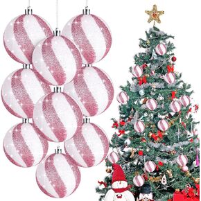 Liliful 12 Pieces 3.15 Inches Christmas Balls Ornaments Glitter Christmas Tree Decorations Plastic Painted Christmas Baubles Ornaments for Xmas Swirl Hanging Ornaments Decor (White and Black)