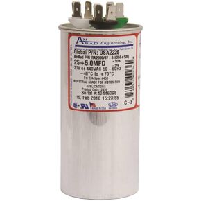 AMRAD ENGINEERING USA2225 Series Round USA-Made Motor Run Capacitor, 25/5 Mfd, 370/440 Vac-132337
