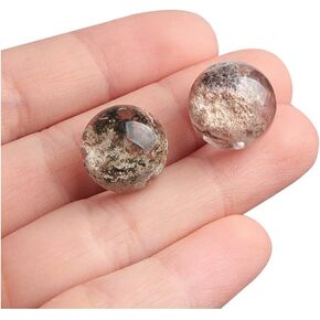 2Pcs Natural Phantom Quartz Crystal Sphere Ball Garden Scenic Gemstone