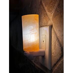 GAF TREASURES Orange Selenite Cylinder Night Light, Selenite Crystal Nightlight Plugin, Orange Selenite Cylinder Lamp, Night Light Kids and Baby Nursery (1 Night Light)