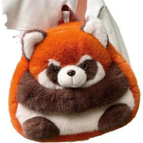 Plush Red Panda Backpack | Cute and Soft Furry Bag - Perfect for Animal Lovers, Orange/Brown/White