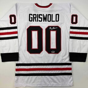 Facsimile Autographed Chevy Chase Clark Griswold Christmas Vacation Movie Chicago White Reprint Laser Auto Hockey Jersey Size Men's XL
