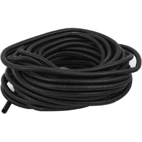 uxcell 15.8 M 7 x 10 mm Plastic Corrugated Conduit Tube for Garden,Office Black