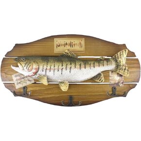 16-inch Wood Decorative Big Fish Welcome Sign Hanging Plaque with 3 Hooks,for Garden and Wall Decor