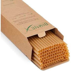 Bionex - Premium Biodegradable Sugarcane Drink Straws, USDA BioPreferred, (8" Length straw), (100 straws/box) Alternative to Plastic