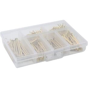 6 Sizes Hardware Nails 330 pcs Nail Assortment Kit Gold Finishing Nails Hardware Assortment Set(Gold)