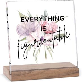 Office Decor For Women Desk Decorations For Women Office Gifts - Cubicle Inspirational Motivational Desk Desktop Decor Everything Is Figureoutable Cheer Up Gifts Positive Plaque For Friends Coworker