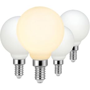 Liii&ARTMAN LED Light Bulb G25/G80 Dimmable Flick-Free Matt Porcelain White 120V 6W Soft Glow 2700K CRI 95 Excellent Color Accuracy, 550LM, 55W Equivalent Edison Bulb 4-Pack
