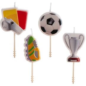 dekora - Football Themed Birthday Candles 8cm | 4 Unique Models| Whistle, Cup, Football, Ball, Boot | Perfect Decoration for Football Fans Parties