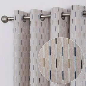 always4u 100% Blackout Faux Linen Private Small Stripes Textured Window Curtain Panels Set of 2 Green 54 * 63 Inches