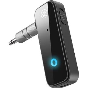 Aux Bluetooth Adapter for Car, 2 in 1 Wireless Bluetooth Transmitter Receiver, Built-in Mic Hands-Free Calls Crystal Clear Sound, for Cars Headphones Home Stereo, White