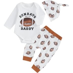 Mubineo Baby Boy Clothes Football Outfits Long Sleeve Romper Pant Set Infant Fall Winter Newborn Outfit