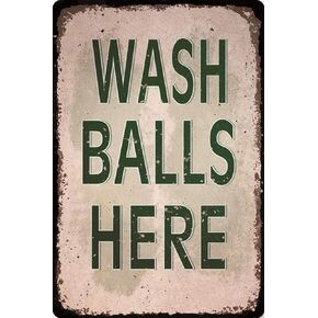 Retro Metal Tin Sign Vintage Wash Balls Here Aluminum Sign for Home Coffee Wall Decor 8x12 Inch
