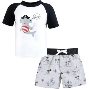 Hudson Baby Unisex Baby Swim Rashguard Set, Whale Hello There, 3T