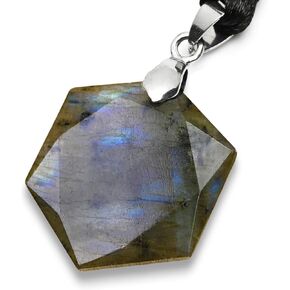 Labradorite Hexagon Healing Crystal Necklace - Inner Magic & Protection. Balance, Positivity & Luck