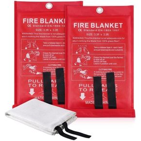 Fire Blankets Secure Your Space with Emergency Fire Blankets 2 Pack 40 x 40 inches - Ideal Protection for Kitchen, Home, Camping, Grill, Car, Office, Warehouse, School, Picnic.