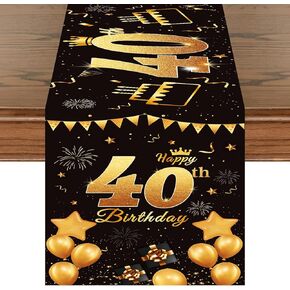 70th Birthday Table Runner Black Gold 72 Inch Long Happy 70th Birthday Table Runner for 70 Years Old Men Women Celebrate Birthday Anniversary Party Decor Non-Slip Dining Table Linen Cloth Decorations