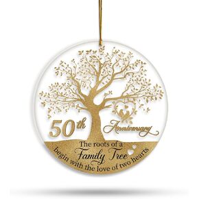 CEZII 50th Wedding Anniversary Christmas Ornament for Parents, 50th Anniversary Wedding Gift for Couple Husband Wife Friends, Happy 50 Years Married as Mr & Mrs Ornament 2023 Chrismas Tree Decorations