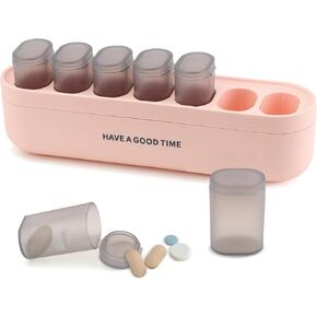 Plastic 7 Day Medicine Pill Organizer, Weekly Portable Pill Box Case Sorter, Detachable Cute Daily Pill Container Keeper for Travel Purse Bag Storage Vitamin Medication Fish Oil Supplement (Green)