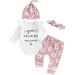 Newborn Baby Girl Clothes Coming Home Outfit Letter Print Romper Bodysuit Daisy Floral Pant Fall Hospital Outfit