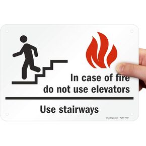 SmartSign - S-1651-PL-10 "In Case Of Fire Do Not Use Elevators, Use Stairways" Sign | 7" x 10" Plastic 10" x 7" Plastic