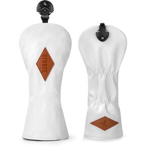 Golf Club Head Covers for Driver Cover, Fairway Wood Cove Hybrid Headcover, Birdie Premium Leather Golf Headcovers Set with Interchangeable No. Tags Fits Most of Golf Head Covers