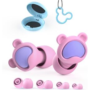 Kids Ear Plugs 1 Pair (6-12 yrs), Reusable Noise Cancelling Earplugs, Silicone Noise Sensitivity Ear Plugs for Children/Small Ears, Ear Protection for Concerts/Flying/School/Playtime(Black)