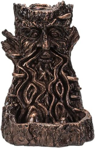 Greenman Backflow Cone Incense Burner Holder Resin Figurine (Wood) in Saudi Arabia