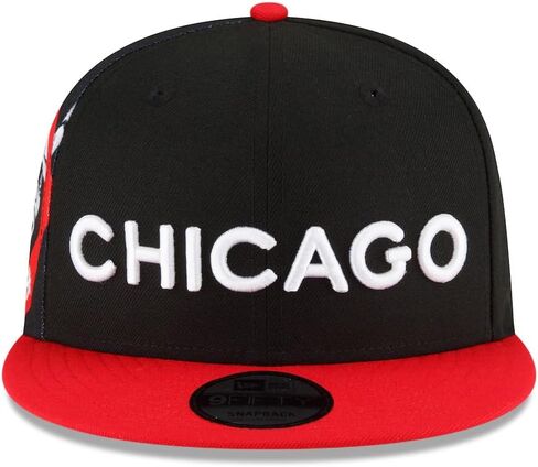 New Era Chicago Bulls 9FIFTY 2023-2024 City Edition Snapback Cap, Adjustable Hat Black Red in Saudi Arabia