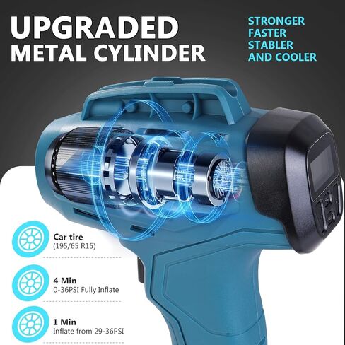 Compact Cordless Tire Inflator Portable Air Compressor with Display & Smart Pressure Control, 160PSI Max Pressure, Rechargeable Battery-Powered Handheld Air Pump for Car Bike and Sporting Equipment in Saudi Arabia